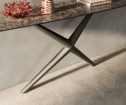 KonsolentischEdge Boot 180x40 cm Keramik Emperador Extra Lucidato Dunkelbraun Estelo Metall Effektfinish Titan Sofort versandfertig