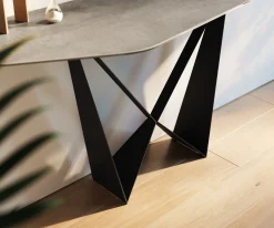 KonsolentischEdge Polygonal 180x50 cm Keramik Beton Grau Spios Metall Schwarz Sofort versandfertig