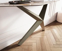 KonsolentischEdge Polygonal 140x50 cm Keramik Patagonia Poliert Zentharo Metall Effektfinish Titan Sofort versandfertig