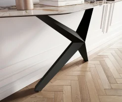 KonsolentischEdge Polygonal 180x50 cm Keramik Patagonia Poliert Zentharo Metall Schwarz Sofort versandfertig