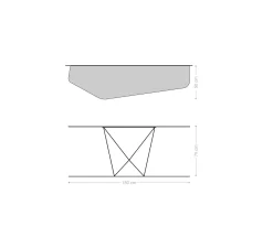 KonsolentischEdge Polygonal 180x50 cm Keramik Onyx Champagne Spios Metall Effektfinish Titan Versandfertig ca. 25.09.26