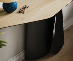 KonsolentischEdge Polygonal 180x50 cm Keramik Laminam® Sabbia Eichefarbig Livos Metall Schwarz Sofort versandfertig