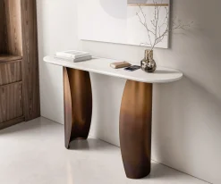 KonsolentischSolena 135x40 cm Marmor Weiß Metall Gold Ombre Sofort versandfertig