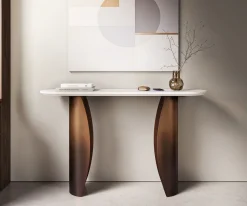 KonsolentischSolena 135x40 cm Marmor Weiß Metall Gold Ombre Sofort versandfertig