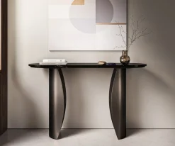 KonsolentischSolena 135x40 cm Marmor Schwarz Silber Metall Black Antique Versandfertig ca. 14.09.26