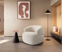 LoungesesselNova 88x88 cm Bouclé Creme-Weiß Sofort versandfertig