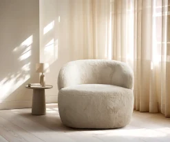 LoungesesselNova 88x88 cm Plüsch Creme-Weiß Sofort versandfertig