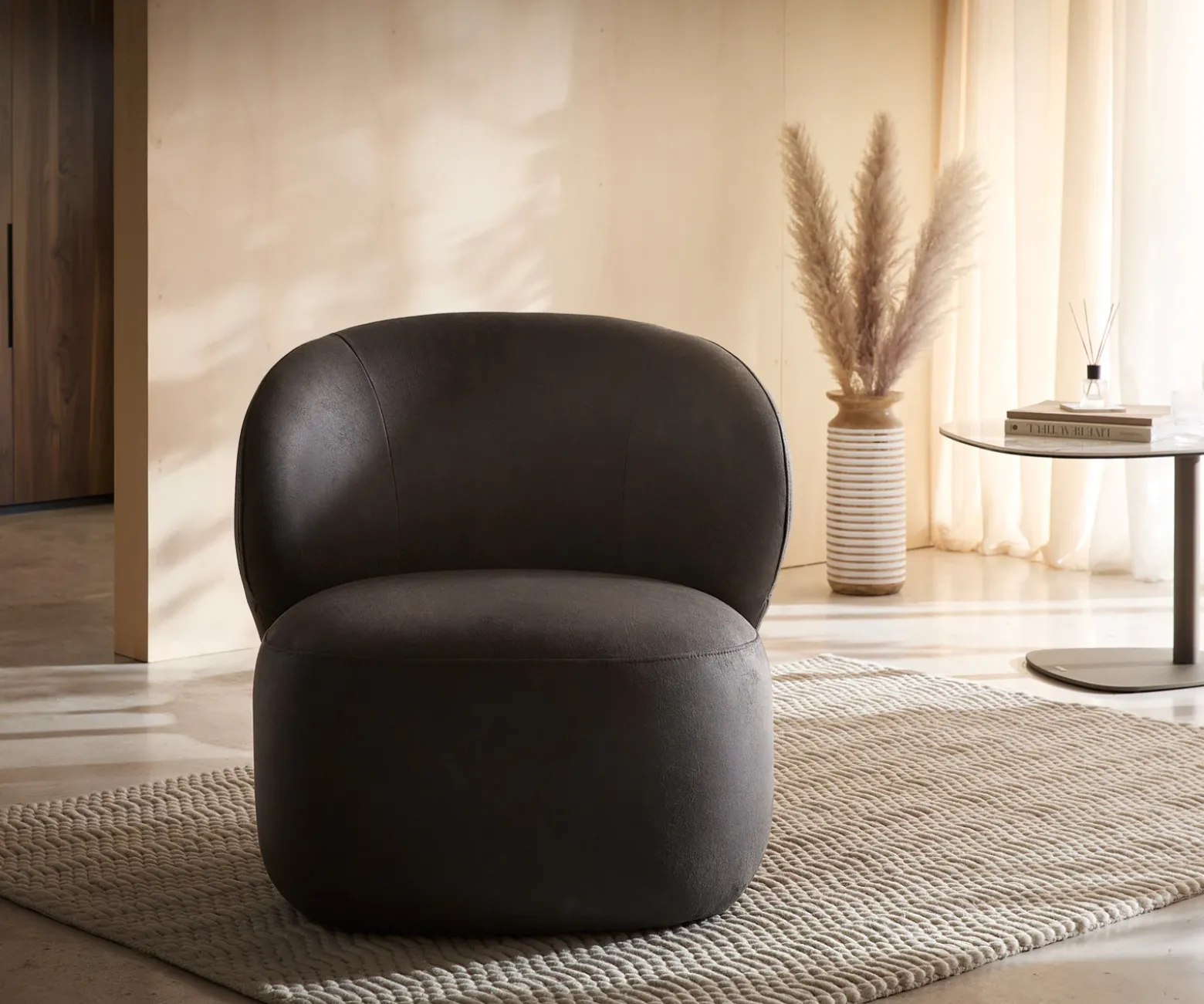 LoungesesselPulo 80x80 cm Mikrofaser Anthrazit Vintage Sofort versandfertig