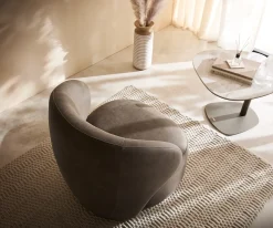 LoungesesselPulo 80x80 cm Mikrofaser Taupe Vintage Sofort versandfertig