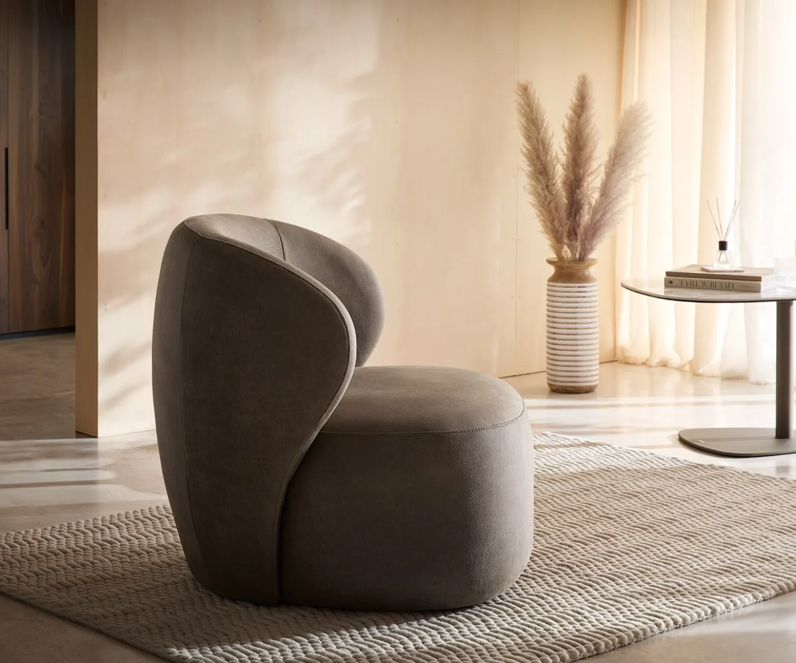LoungesesselPulo 80x80 cm Mikrofaser Taupe Vintage Sofort versandfertig