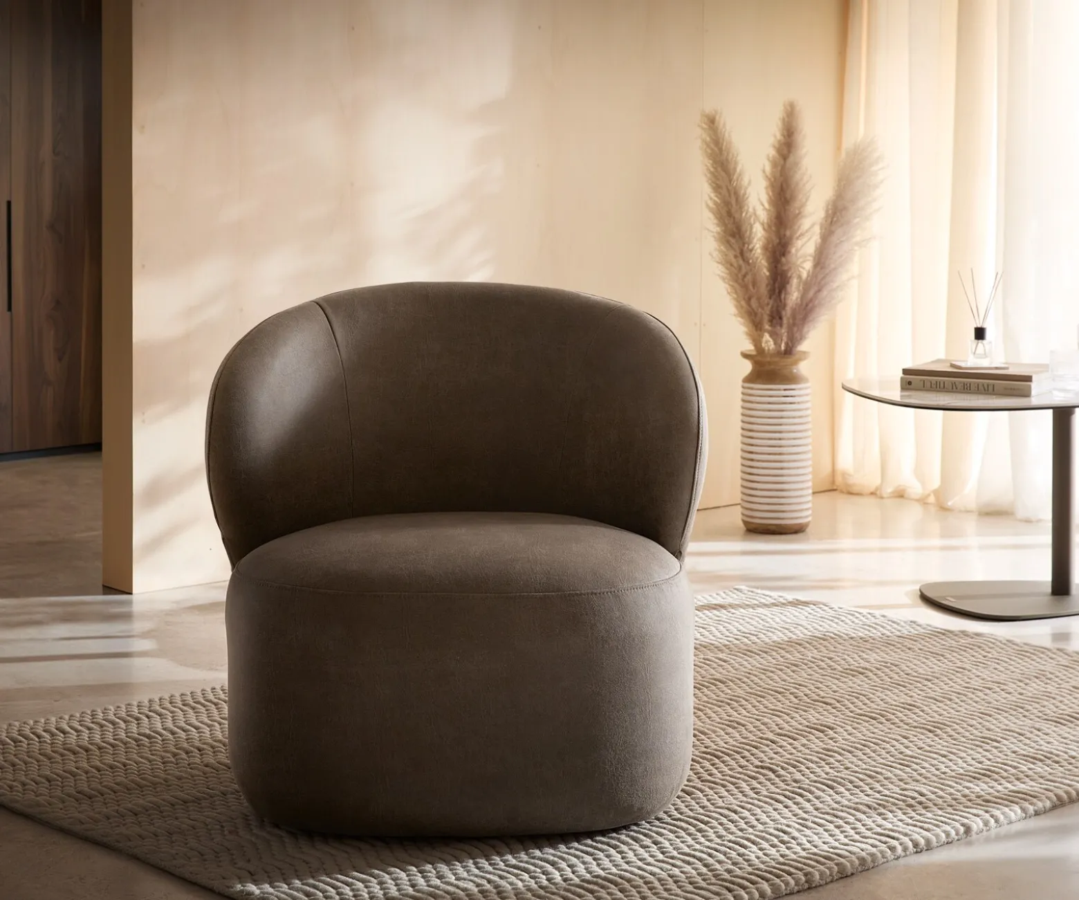 LoungesesselPulo 80x80 cm Mikrofaser Taupe Vintage Sofort versandfertig