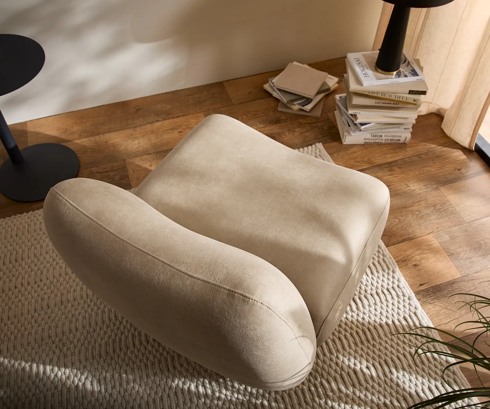 LoungesesselZena 75x85 cm Mikrofaser Beige Vintage Sofort versandfertig