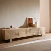 LowboardAshara 220 cm Eiche Natur 3D Effekt 4 Türen Kufe Edelstahl gebürstet Versandfertig ca. 28.10.26