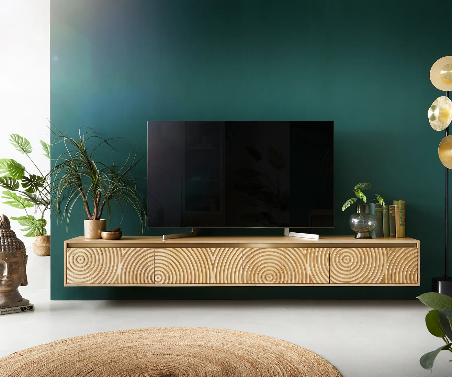 LowboardBudaya 220 cm Mango Natur 4 Türen schwebend Sofort versandfertig