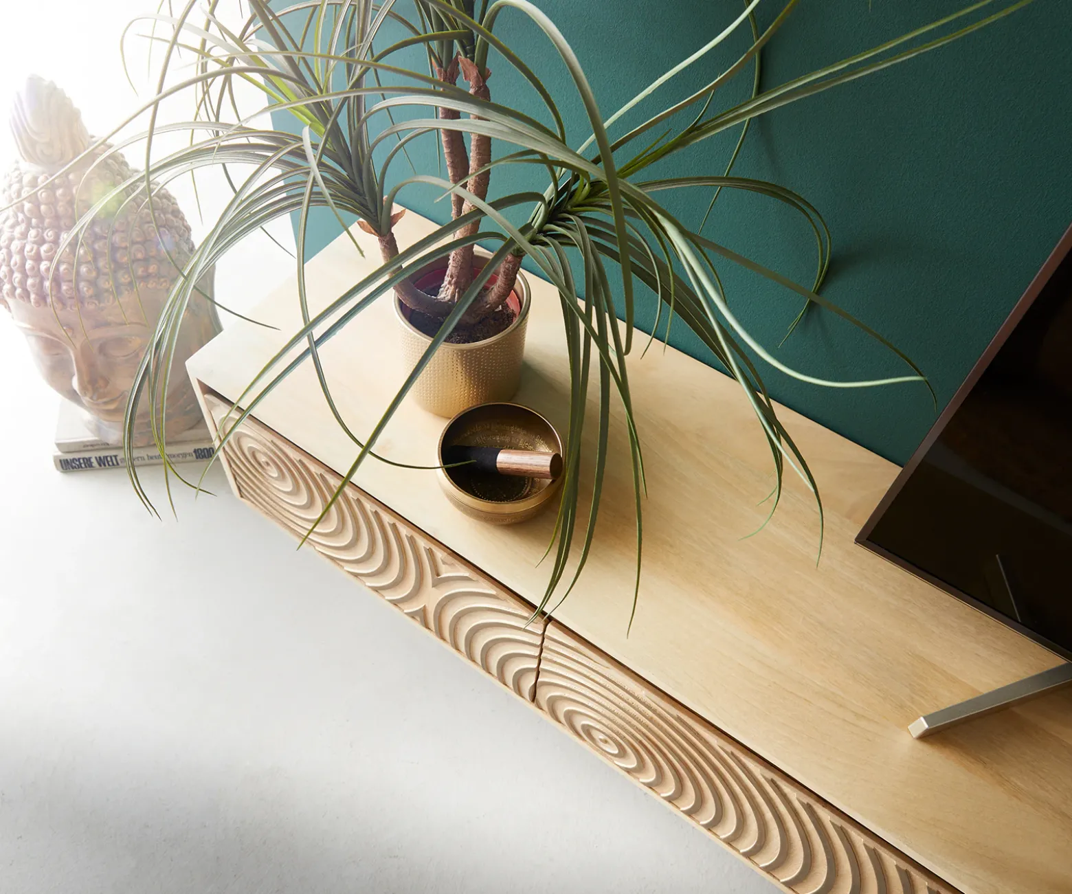 LowboardBudaya 220 cm Mango Natur 4 Türen schwebend Sofort versandfertig