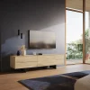 LowboardCuor 180 cm Keramik Laminam® Sabbia Eichefarbig 1 Klappe 2 Schubfächer Fuß Schwebeoptik Metall Schwarz Sofort versandfertig