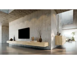 LowboardCuor 150 cm Keramik Laminam® Sabbia Eichefarbig 1 Klappe 1 Schubfach Schwebend Sofort versandfertig