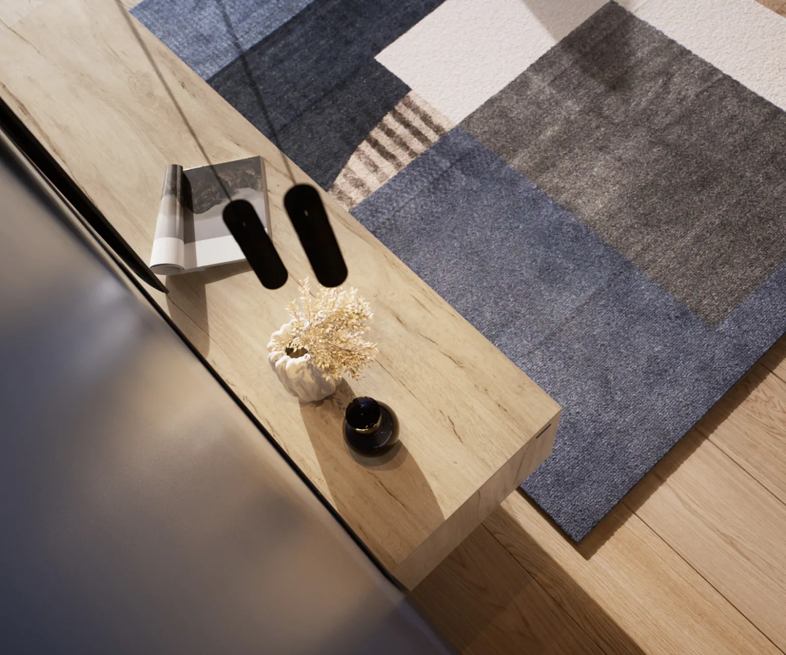 LowboardCuor 180 cm Keramik Laminam® Sabbia Eichefarbig 1 Klappe 2 Schubfächer Schwebend Sofort versandfertig