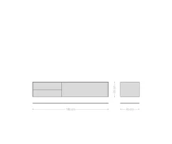 LowboardCuor 180 cm Keramik Laminam® Travertino Bianco Creme-Weiß 1 Klappe 2 Schubfächer Schwebend Sofort versandfertig