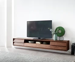 LowboardEloi 240x35 cm Akazie Braun 2 Türen 2 Schubladen schwebend Sofort versandfertig