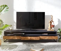 LowboardFamke 200 cm Mango Teak 2 Fächer 3 Schubladen Sofort versandfertig