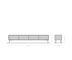 LowboardFevo 200 cm Akazie Braun 4 Türen L-Fuß Sofort versandfertig