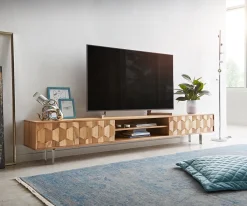 LowboardFevo 240 cm Akazie Natur 4 Türen L-Fuß Sofort versandfertig