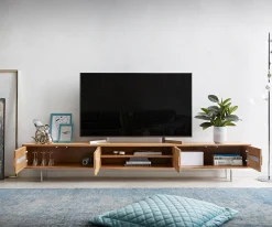 LowboardFevo 240 cm Akazie Natur 4 Türen L-Fuß Sofort versandfertig