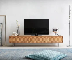 LowboardFevo 200 cm Akazie Natur 4 Türen L-Fuß Sofort versandfertig