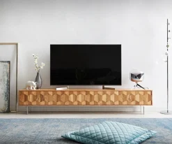 LowboardFevo 220 cm Akazie Natur 4 Türen L-Fuß Sofort versandfertig