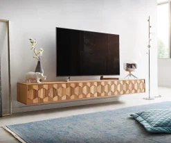 LowboardFevo 220 cm Akazie Natur 4 Türen schwebend Sofort versandfertig
