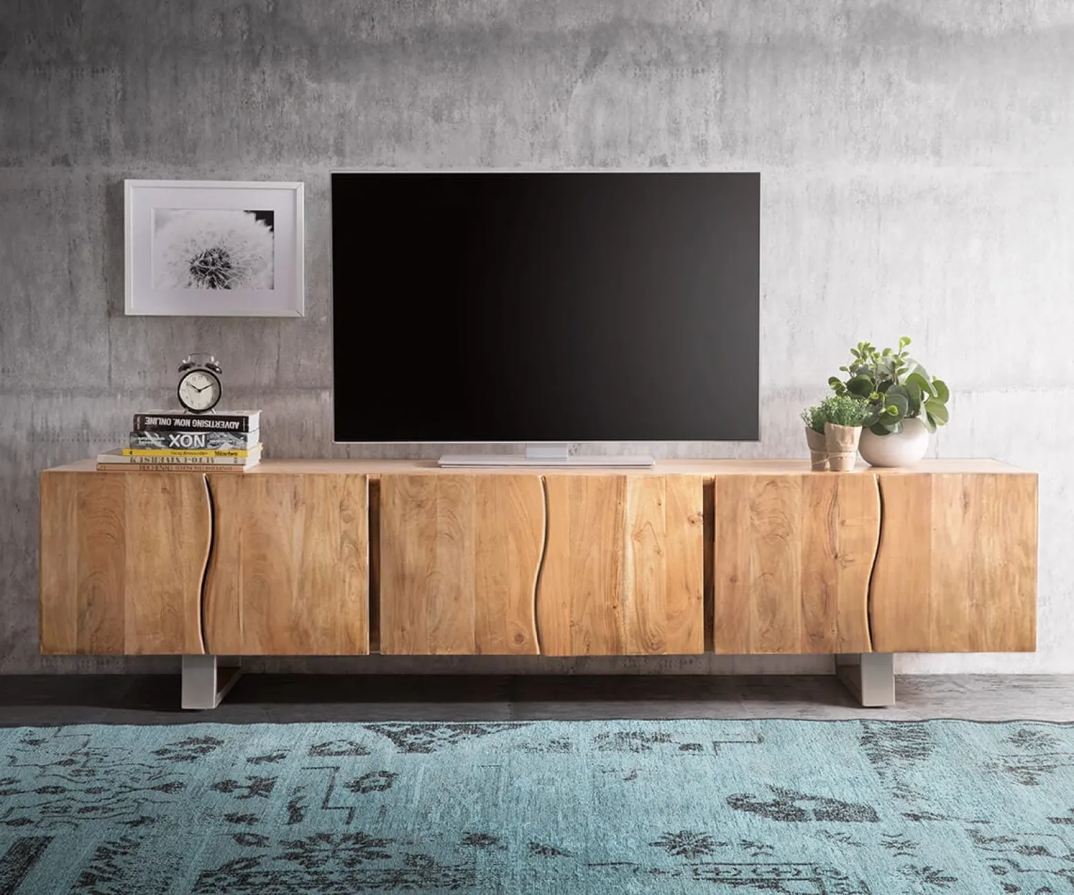 LowboardLive-Edge 220 cm Akazie Natur massiv 6 Türen Sofort versandfertig