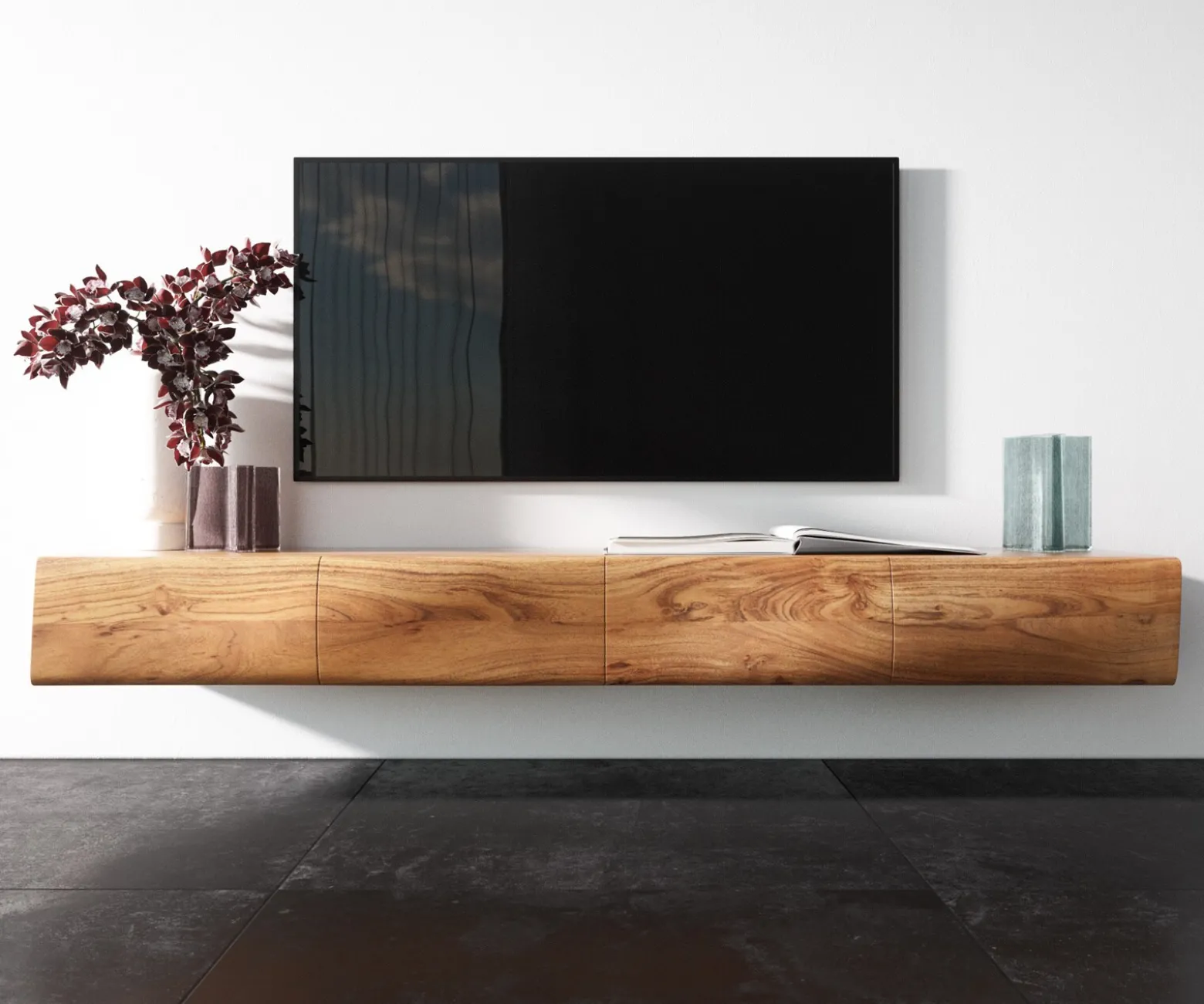 LowboardNew Live-Edge Live-Edge 175 cm Akazie Natur 4 Türen schwebend Sofort versandfertig