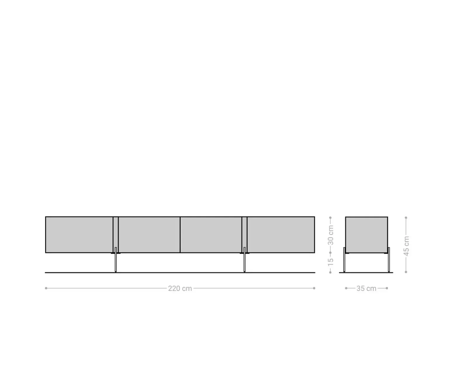 LowboardSecara 220 cm Akazie Natur 4 Türen Marmor Füße Edelstahl Versandfertig ca. 25.11.26