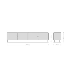 LowboardShavani 220 cm Akazie Natur 4 Türen L-Fuß Edelstahl Silber Versandfertig ca. 07.11.26