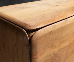 LowboardShavani 220 cm Akazie Natur 4 Türen Rundfuß Edelstahl Silber Versandfertig ca. 07.11.26
