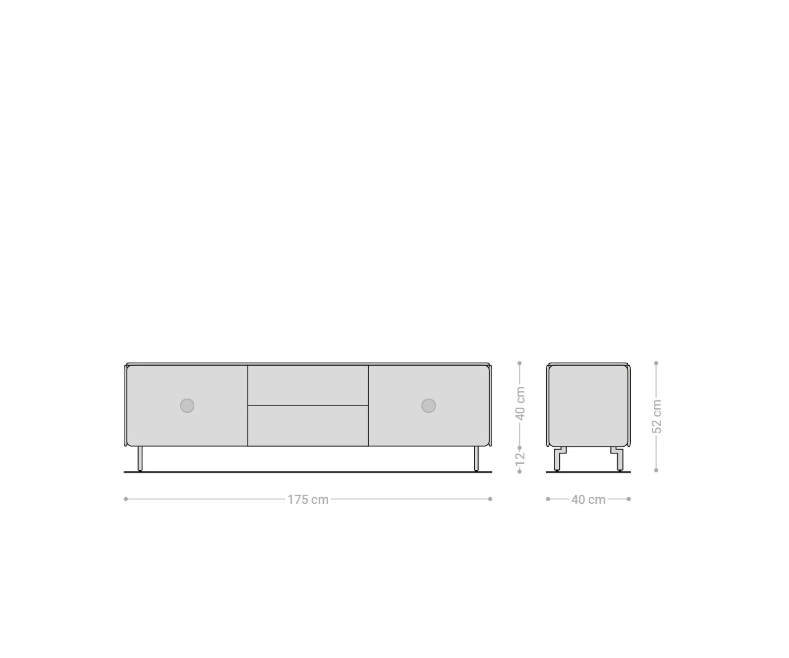LowboardShavani 175 cm Akazie Natur 2 Türen 2 Schubladen Fuß Oval Edelstahl Sofort versandfertig