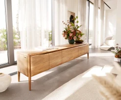 LowboardSimcha 220 cm Akazie Natur 4 Türen 2 Schubladen Sofort versandfertig