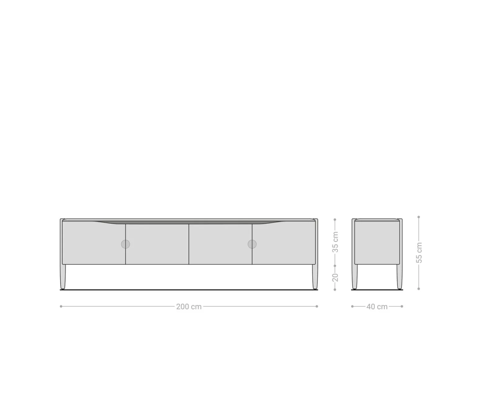 LowboardSimcha 200 cm Akazie Natur 4 Türen Sofort versandfertig