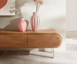 LowboardSohara 175 cm Akazie Natur 4 Türen L-Fuß silber Sofort versandfertig