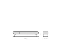 LowboardSohara 175 cm Akazie Natur 4 Türen L-Fuß silber Sofort versandfertig