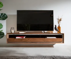 LowboardStonegrace 175 cm Akazie Braun Steinfrunier 3 Schubladen 1 Fach Schwebend Sofort versandfertig