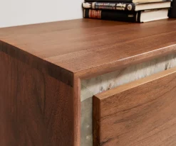 LowboardStonegrace 200 cm Akazie Braun Steinfurnier 4 Türen V-Fuß Schwarz Sofort versandfertig