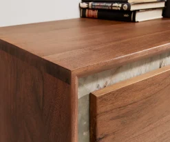 LowboardStonegrace 240 cm Akazie Braun 2 Türen 2 Schubladen 1 Fach Steinfurnier Schwebend Sofort versandfertig