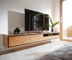 LowboardStonegrace 240 cm Akazie Natur Steinfurnier 2 Türen 1 Fach 2 Schubladen schwebend Sofort versandfertig