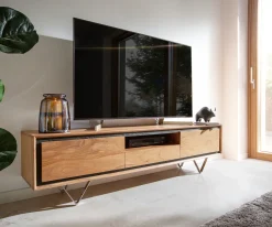 LowboardStonegrace 175 cm Akazie Natur 2 Türen 1 Fach 1 Schublade Steinfurnier V-Fuß Sofort versandfertig