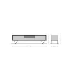 LowboardStonegrace 175 cm Akazie Natur 2 Türen 1 Fach 1 Schublade Steinfurnier V-Fuß Sofort versandfertig