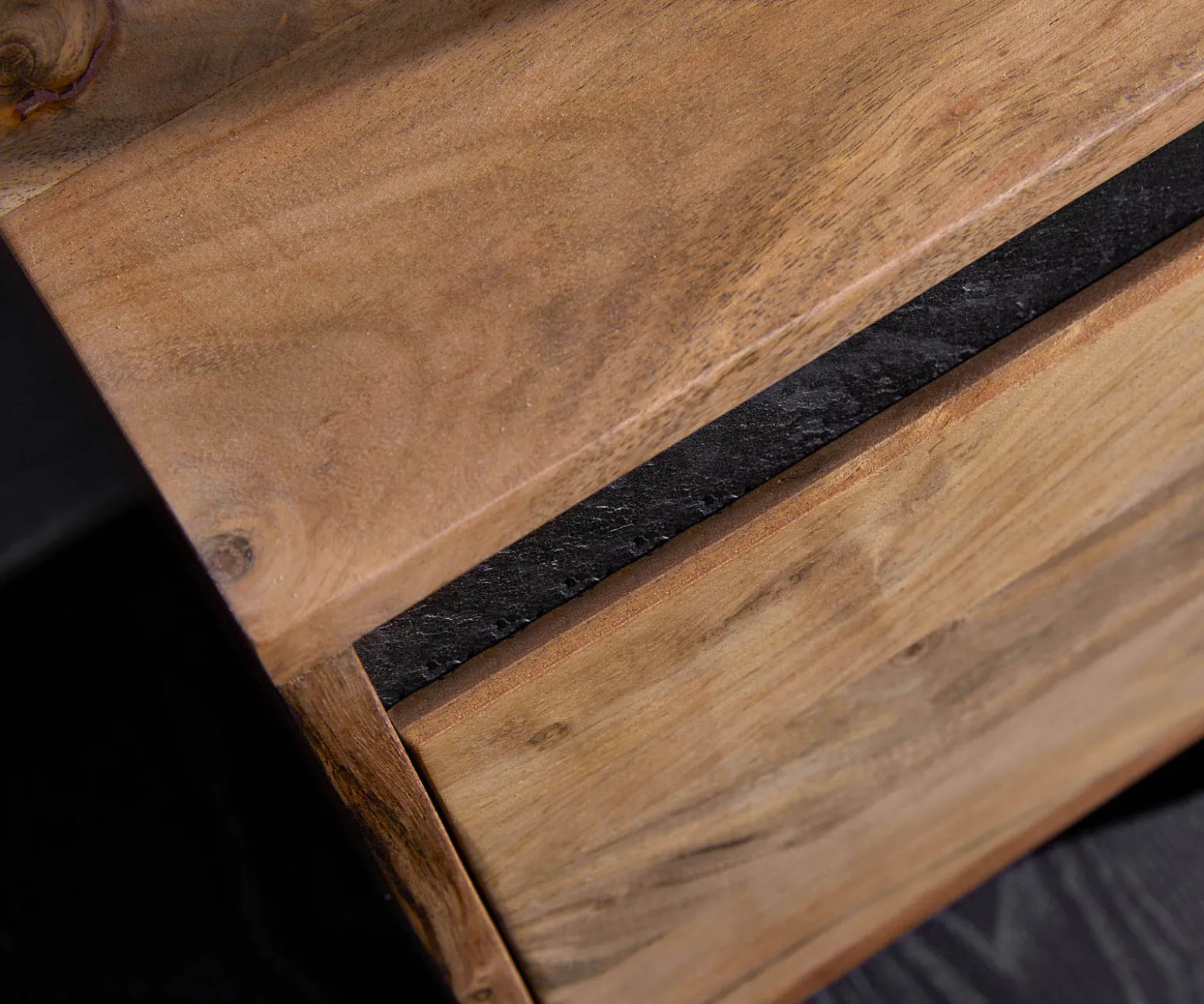 LowboardStonegrace 240 cm Akazie Natur 4 Türen Fuß Oval Edelstahl Sofort versandfertig