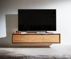 LowboardStonegrace 145 cm Akazie Natur 3 Türen Steinfurnier schwebend Sofort versandfertig
