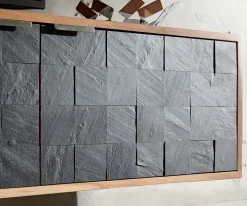 LowboardTeele 200 cm Akazie Natur Schiefer 4 Türen schwebend Sofort versandfertig